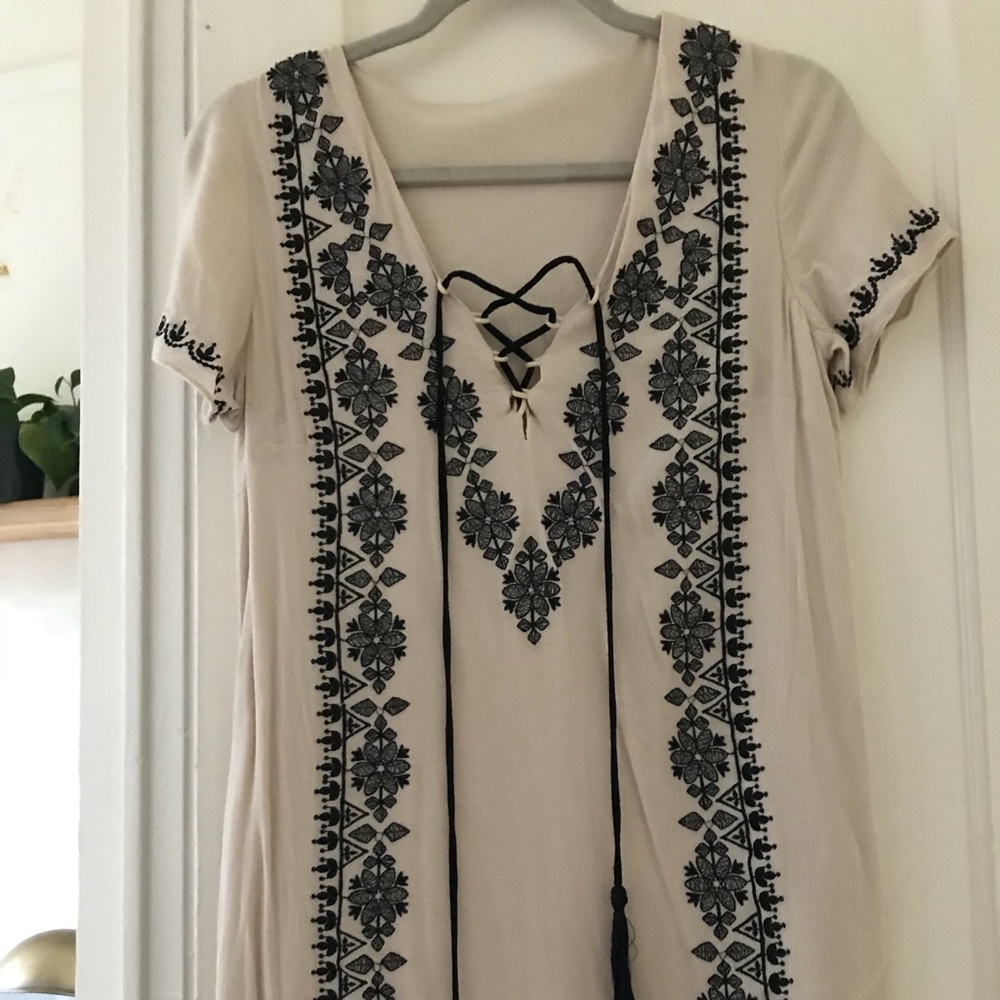 White dress with black detail